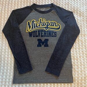 Youth Michigan Wolverines Long Sleeve Shirt - Navy and Gray